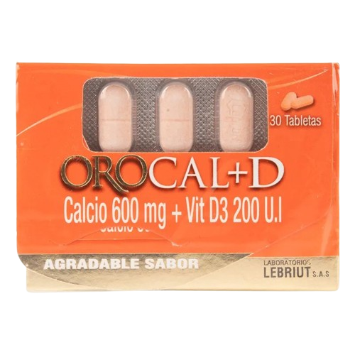 OROCAL+D (CALCIO 600 MG+VIT D3 200 U.I) CAJA*30 TABLETAS