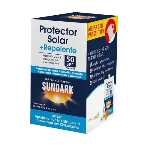 SUNDARK PROTECTOR SOLAR + REPELENTE *12 SACHETS