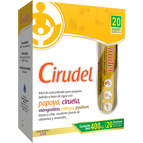 CIRUDEL  CON PAPAYA CIRUELA Y PYSILIUM CAJA*20 SOBRES