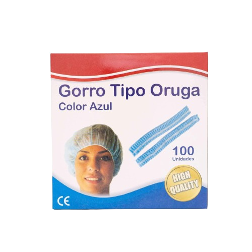 GORRO DESECHABLE TIPO ORUGA AZUL BOLSA*100