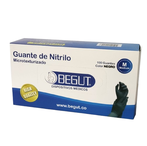 GUANTE DE NITRILO NEGRO TALLA M  MICROTEXTURIZADO