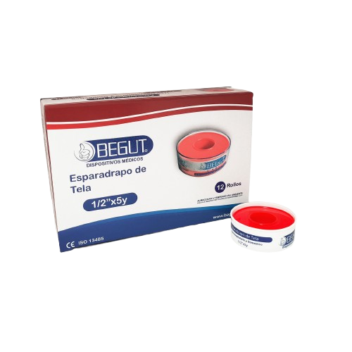 ESPARADRAPO TELA 1/2*5Y CAJA *12 ROLLOS