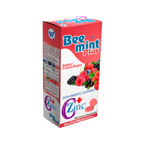 BEE MINT+ ZINC PLUS FRUTOS ROJOS CJ*100 TBS