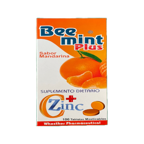 BEE MINT+ ZINC PLUS MANDARINA CJ*100 TBS